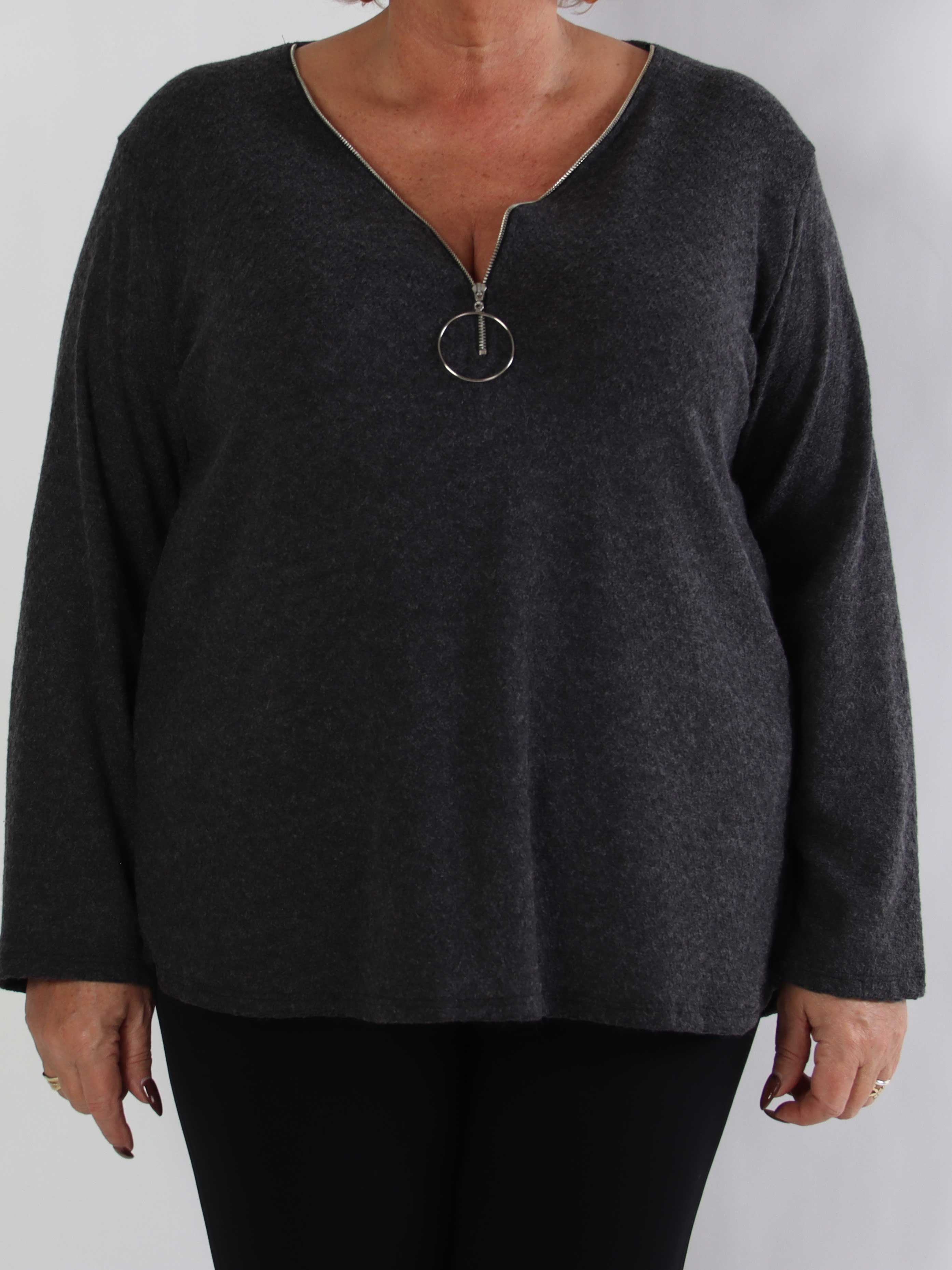 Dido - Plus size tunika i let strik med lynlås